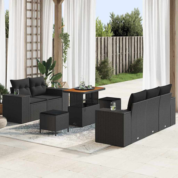 Set de canapele pentru grădină 8 pcs Negru poliratan - WALTI WALTI