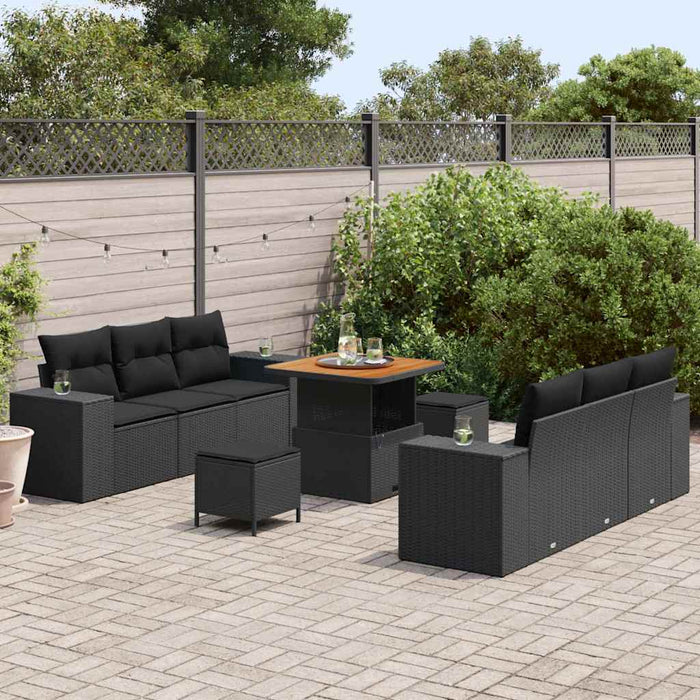 Set de canapele pentru grădină 9 pcs Negru Rattan poli - WALTI WALTI
