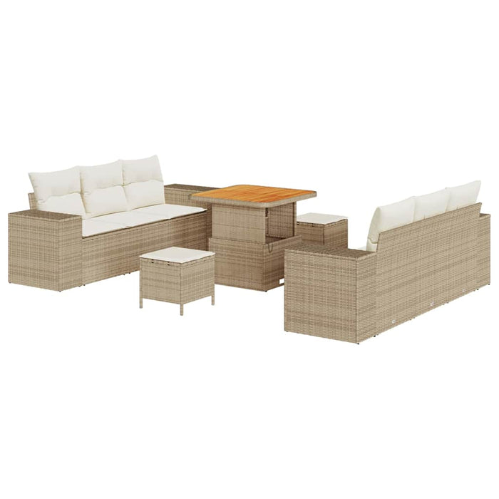 Set de canapele pentru grădină cu pernă 9 pcs Bej Rattan poli WALTI