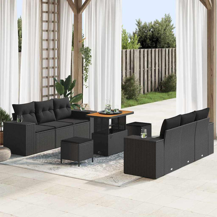Set de canapele pentru grădină 9 pcs Negru Rattan poli - WALTI WALTI