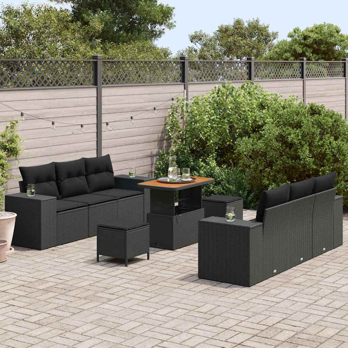 Set de canapele pentru grădină 9 pcs Negru Rattan poli - WALTI WALTI