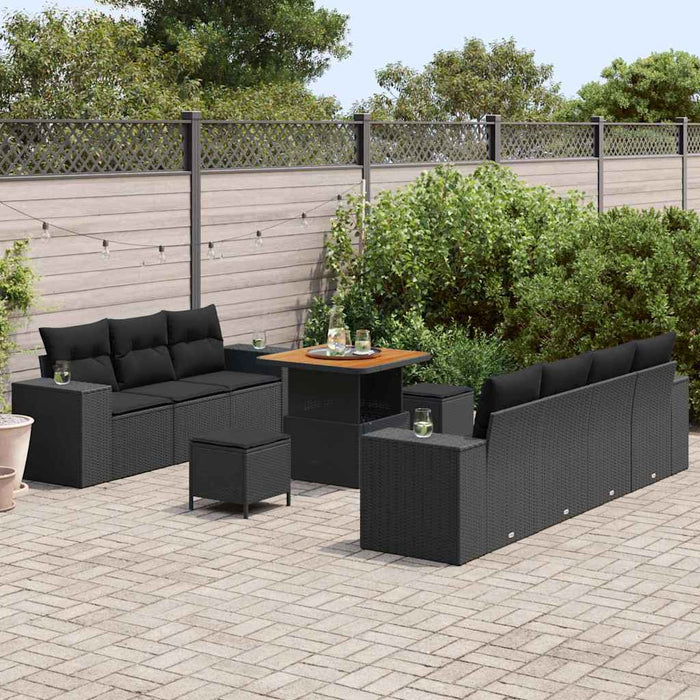 Set de canapele pentru grădină 10 pcs Negru poliratan - WALTI WALTI