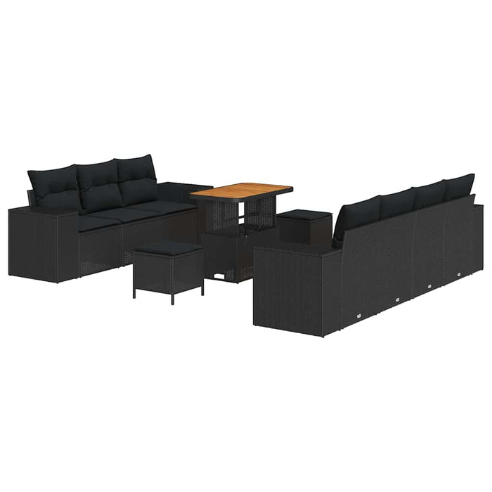 Set de canapele pentru grădină 10 pcs Negru poliratan - WALTI WALTI