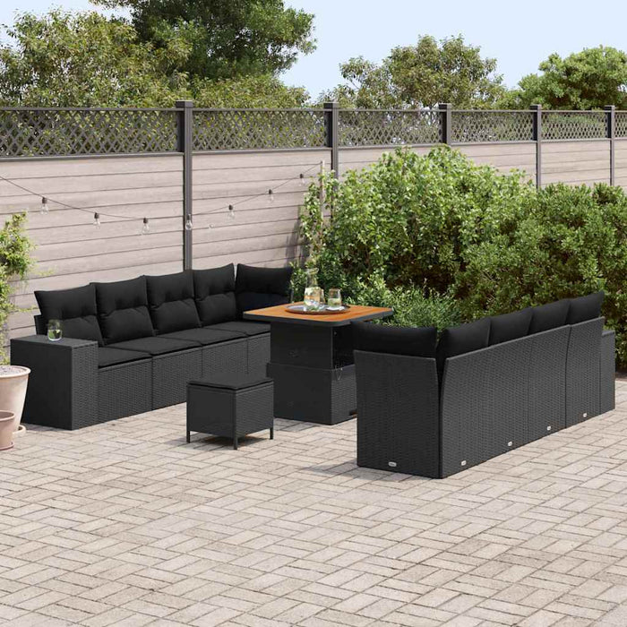 Set de canapele pentru grădină 11 pcs Negru poliratan - WALTI WALTI
