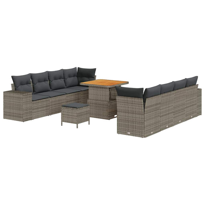 Set de canapele pentru grădină cu pernă 11 pcs Gri poliratan - WALTI WALTI