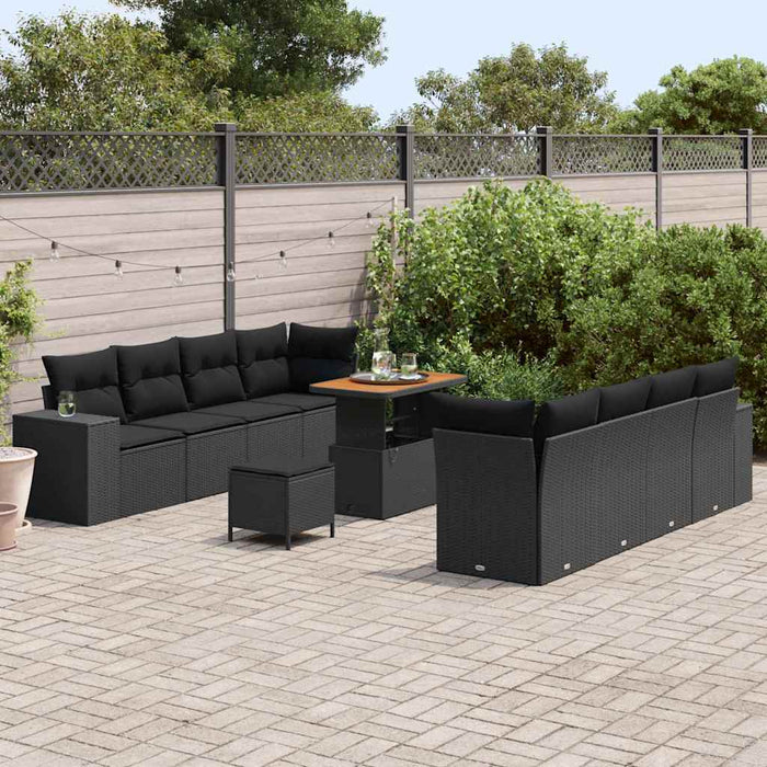 Set de canapele pentru grădină 11 pcs Negru poliratan - WALTI WALTI
