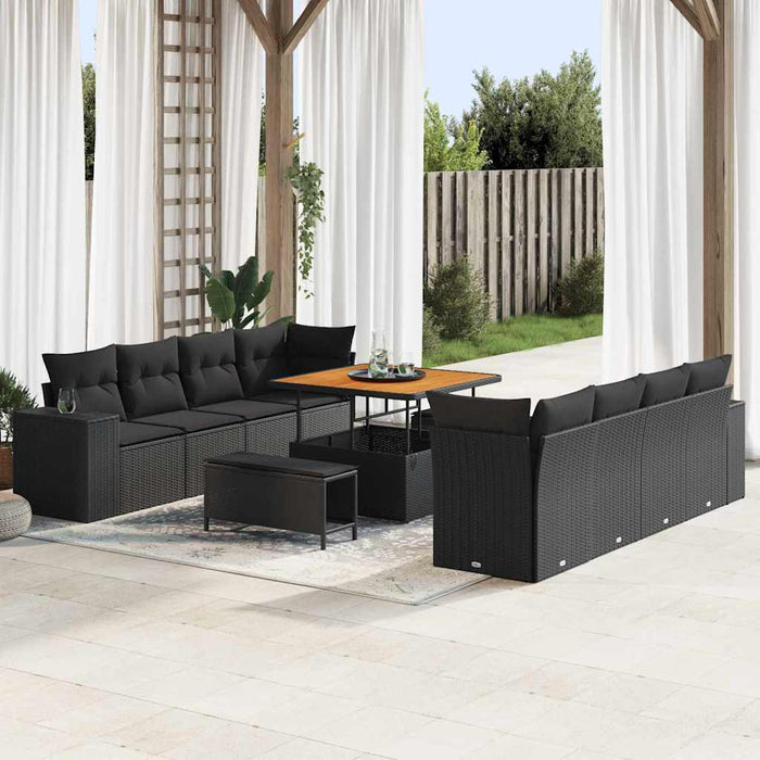 Set de canapele pentru grădină 11 pcs Negru poliratan - WALTI WALTI