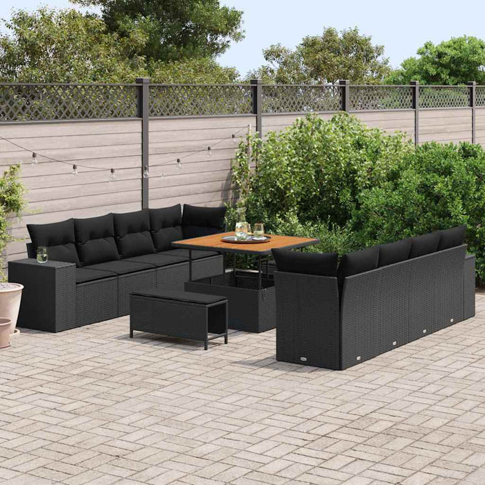 Set de canapele pentru grădină 11 pcs Negru poliratan - WALTI WALTI
