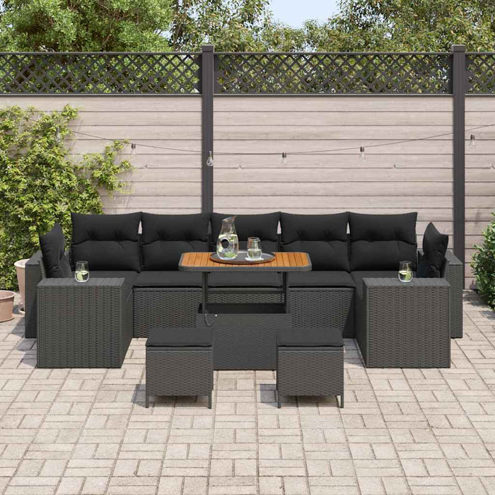Set de canapele pentru grădină 10 pcs Negru poliratan - WALTI WALTI