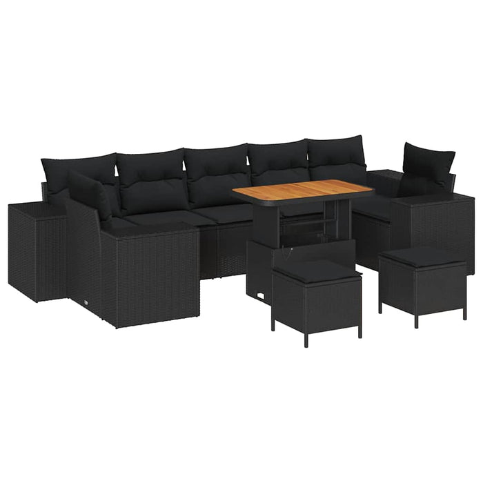 Set de canapele pentru grădină 10 pcs Negru poliratan - WALTI WALTI