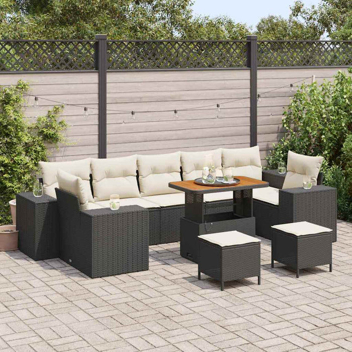 Set de canapele pentru grădină 10 pcs Negru poliratan - WALTI WALTI