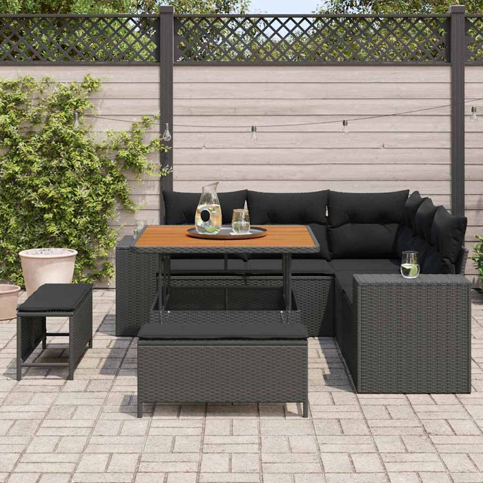 Set de canapele pentru grădină 8 pcs Negru poliratan - WALTI WALTI