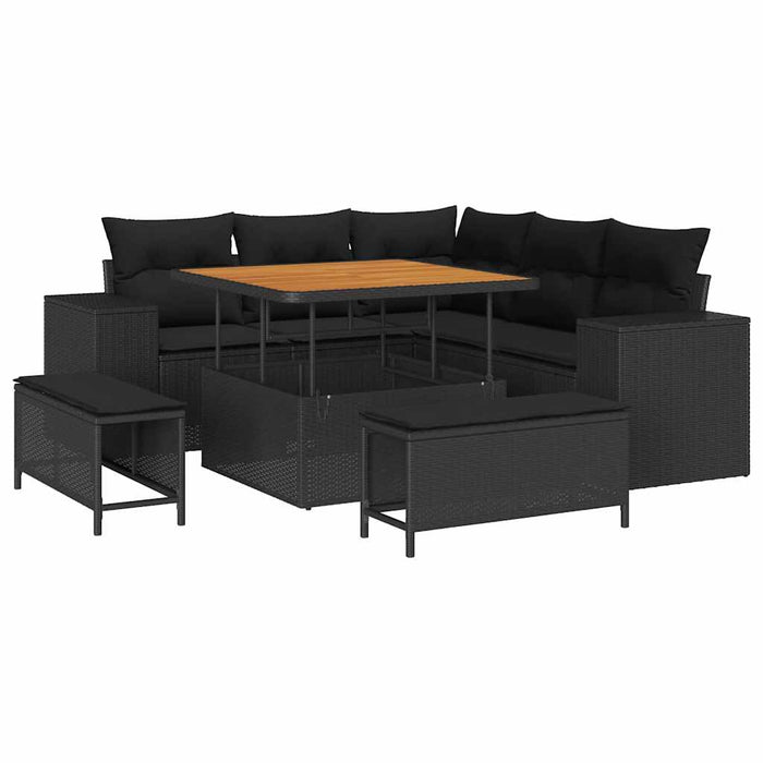 Set de canapele pentru grădină 8 pcs Negru poliratan - WALTI WALTI