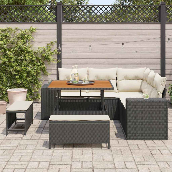 Set de canapele pentru grădină 8 pcs Negru poliratan - WALTI WALTI