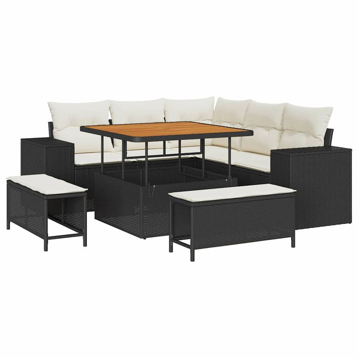 Set de canapele pentru grădină 8 pcs Negru poliratan - WALTI WALTI