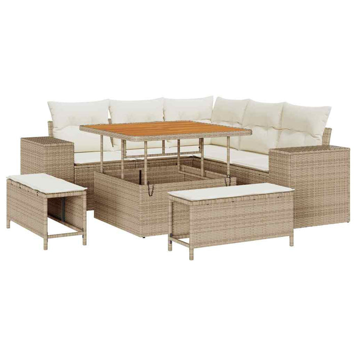 Set de canapele pentru grădină cu pernă 8 pcs Bej poliratan - WALTI WALTI