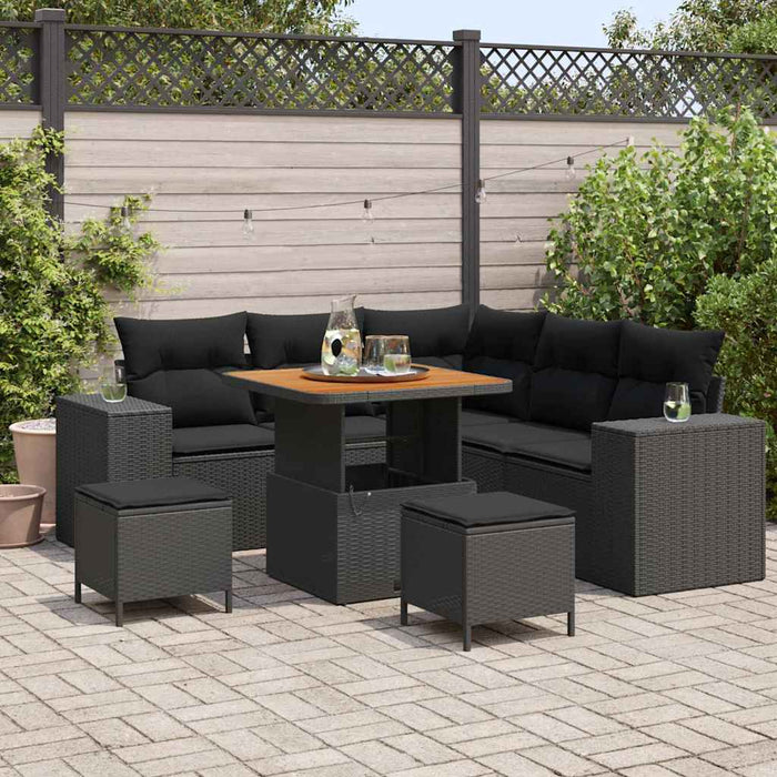 Set de canapele pentru grădină 8 pcs Negru poliratan - WALTI WALTI