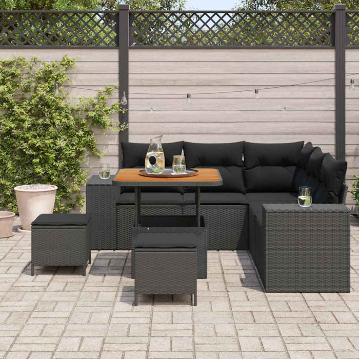 Set de canapele pentru grădină 8 pcs Negru poliratan - WALTI WALTI