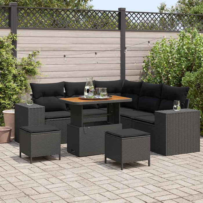 Set de canapele pentru grădină 8 pcs Negru poliratan - WALTI WALTI