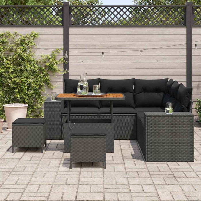 Set de canapele pentru grădină 8 pcs Negru poliratan - WALTI WALTI