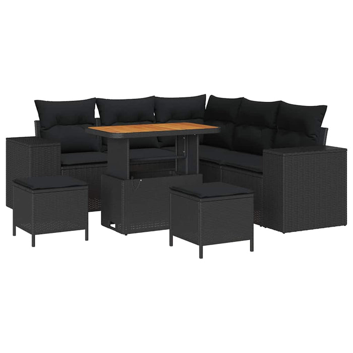 Set de canapele pentru grădină 8 pcs Negru poliratan - WALTI WALTI