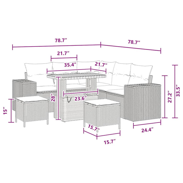 Set de canapele pentru grădină 8 pcs Negru poliratan - WALTI WALTI