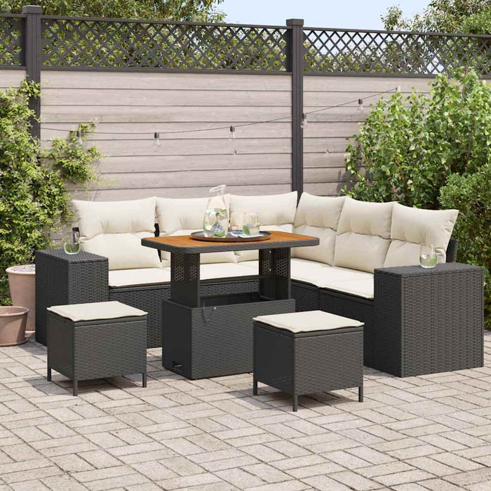 Set de canapele pentru grădină 8 pcs Negru poliratan - WALTI WALTI