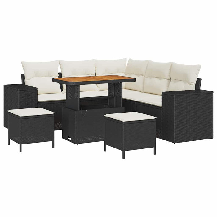 Set de canapele pentru grădină 8 pcs Negru poliratan - WALTI WALTI