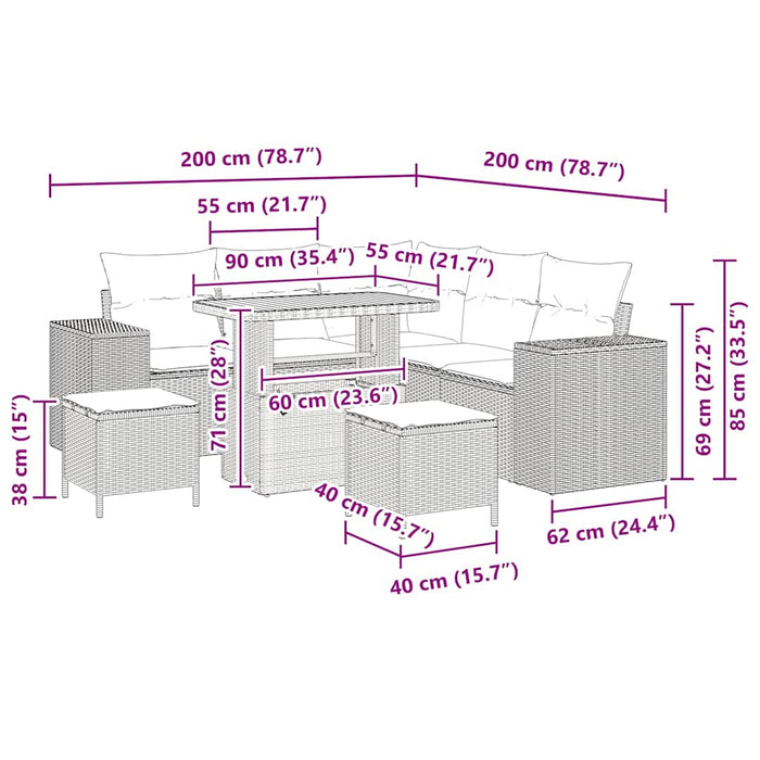 Set de canapele pentru grădină 8 pcs Negru poliratan - WALTI WALTI