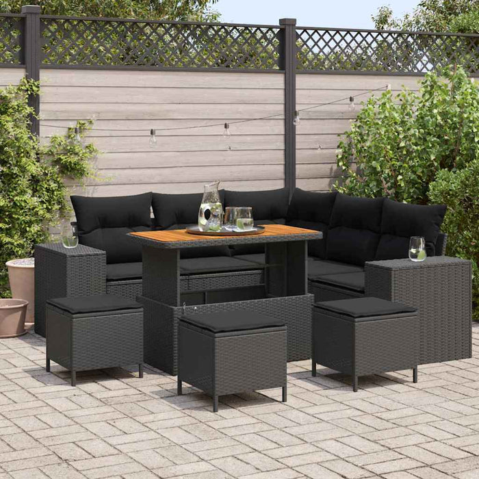 Set de canapele pentru grădină 9 pcs Negru poliratan - WALTI WALTI