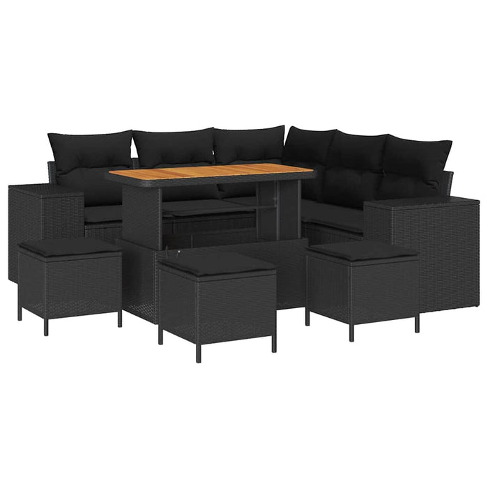 Set de canapele pentru grădină 9 pcs Negru poliratan - WALTI WALTI