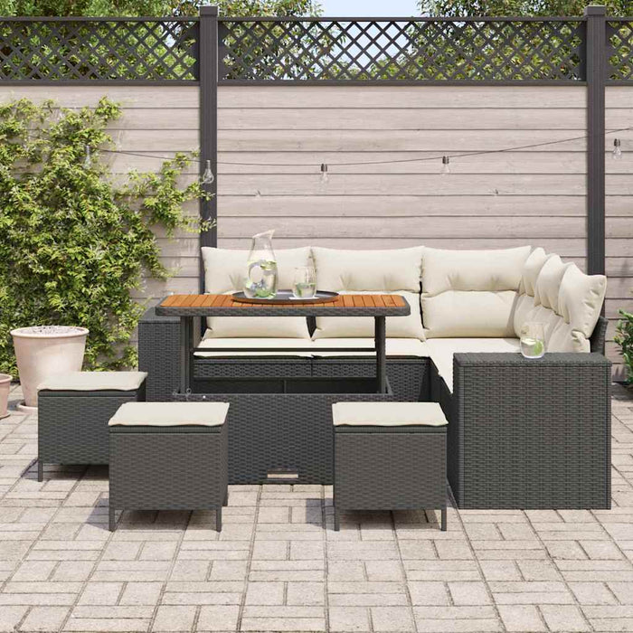Set de canapele pentru grădină 9 pcs Negru poliratan - WALTI WALTI