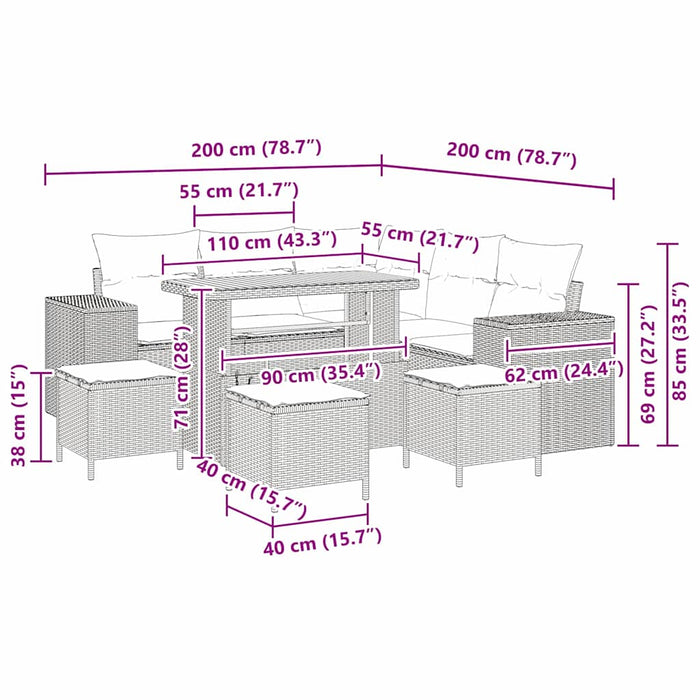 Set de canapele pentru grădină 9 pcs Negru poliratan - WALTI WALTI