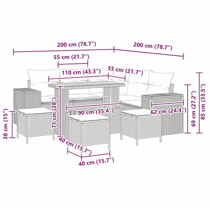 Set de canapele pentru grădină 9 pcs Bej poliratan - WALTI WALTI