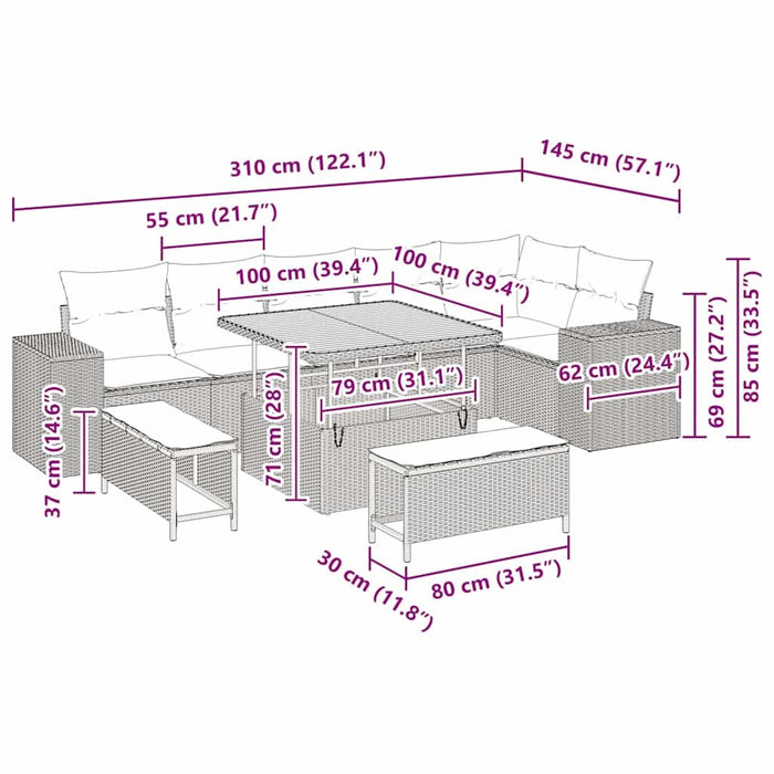 Set de canapele pentru grădină 9 pcs Negru poliratan - WALTI WALTI