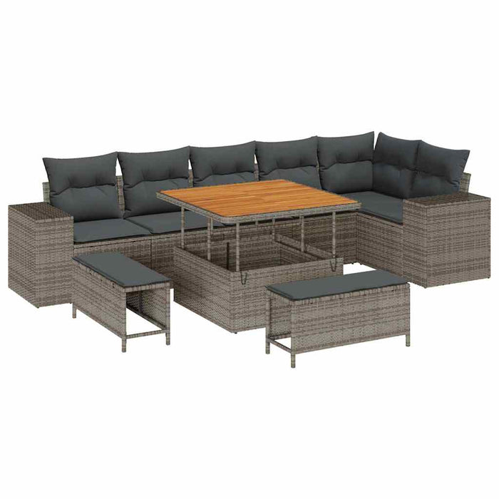 Set de canapele pentru grădină 9 pcs Gri poliratan - WALTI WALTI