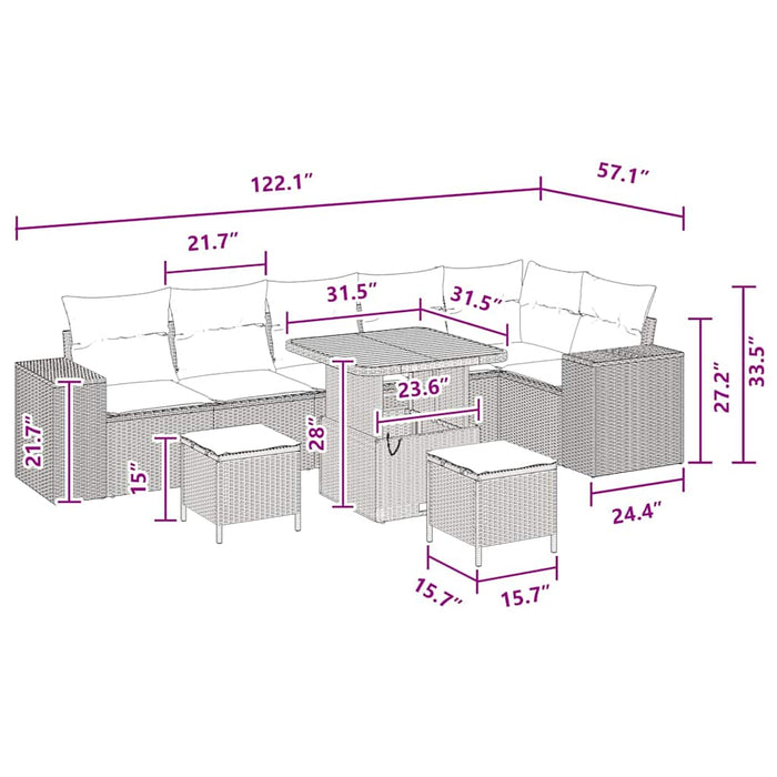 Set de canapele pentru grădină 9 pcs Negru poliratan - WALTI WALTI