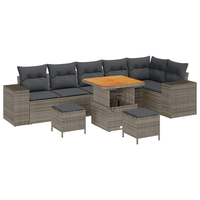 Set de canapele pentru grădină cu pernă 9 pcs Gri poliratan - WALTI WALTI