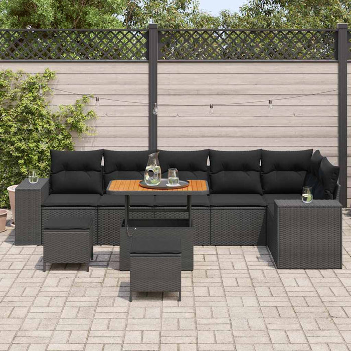 Set de canapele pentru grădină 9 pcs Negru poliratan - WALTI WALTI