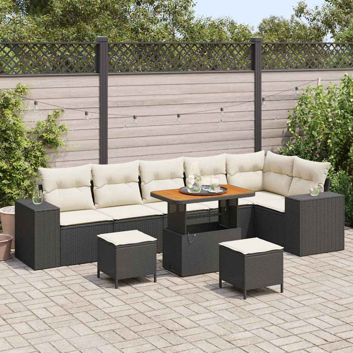 Set de canapele pentru grădină 9 pcs Negru poliratan - WALTI WALTI