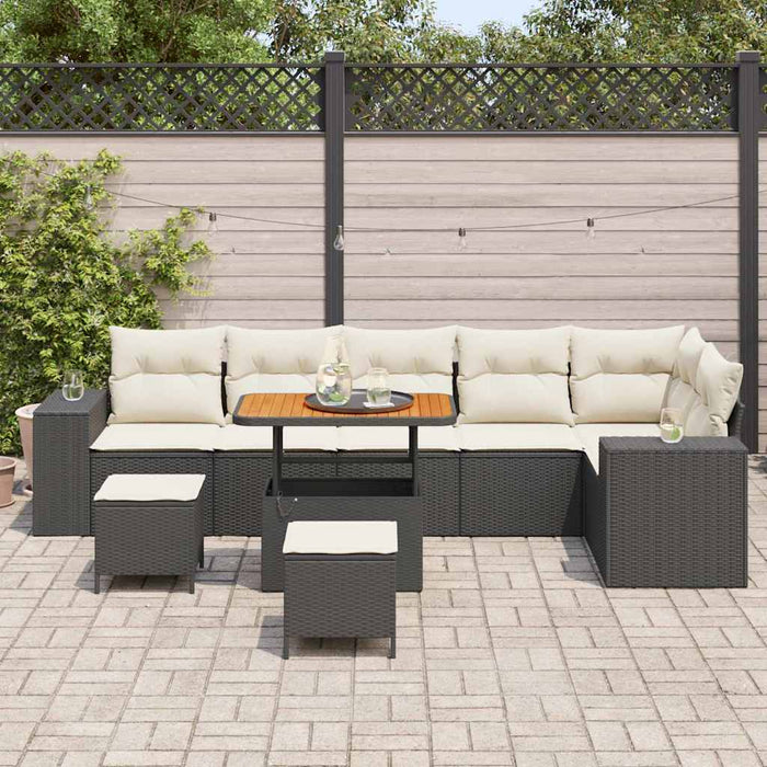 Set de canapele pentru grădină 9 pcs Negru poliratan - WALTI WALTI