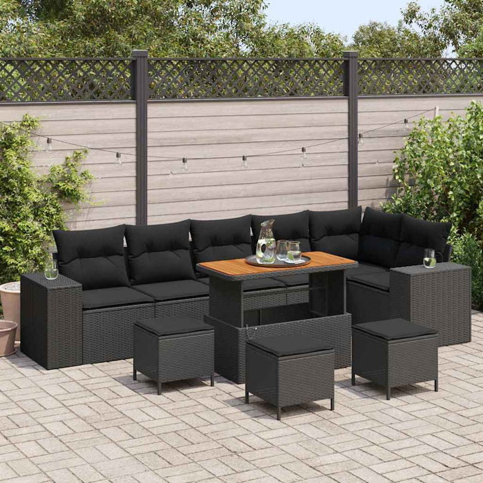Set de canapele pentru grădină 10 pcs Negru poliratan - WALTI WALTI