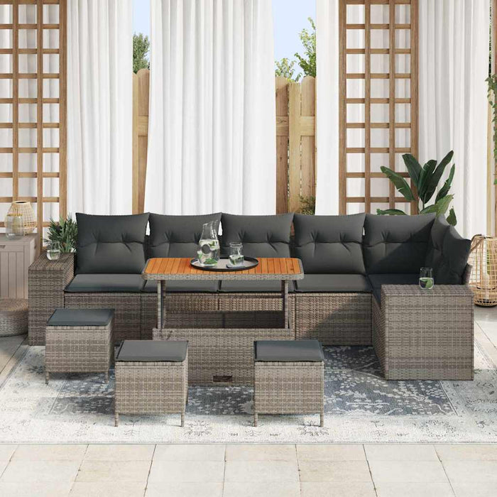 Set de canapele pentru grădină 10 pcs Gri poliratan - WALTI WALTI