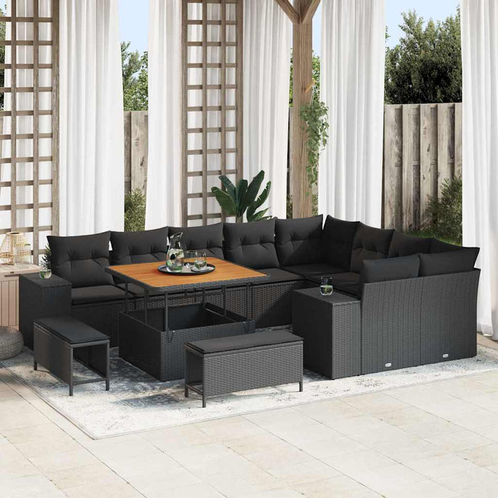 Set de canapele pentru grădină 12 pcs Negru poliratan - WALTI WALTI