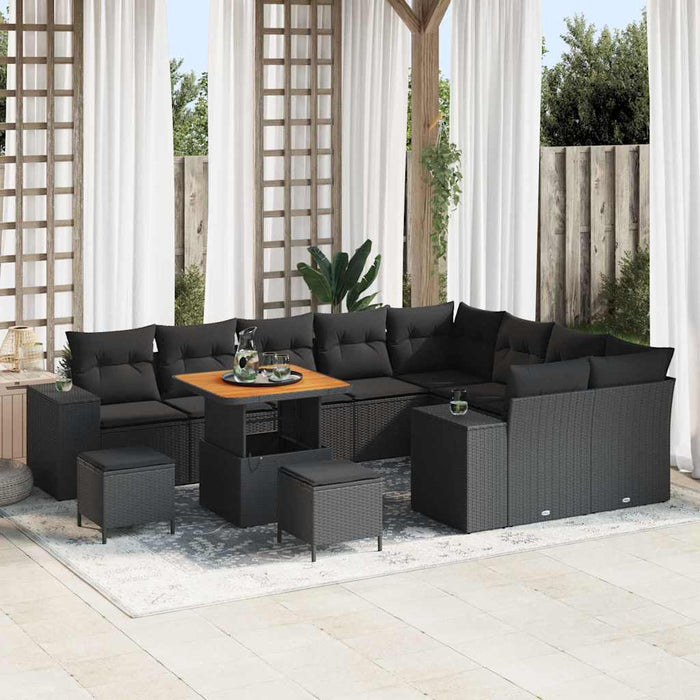 Set de canapele pentru grădină 12 pcs Negru poliratan - WALTI WALTI