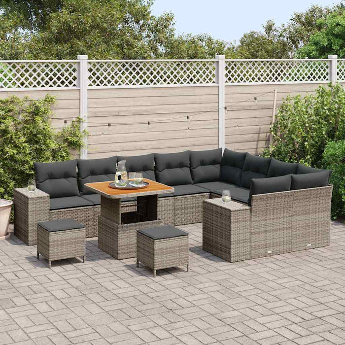 Set de canapele pentru grădină cu pernă 12 pcs Gri poliratan - WALTI WALTI