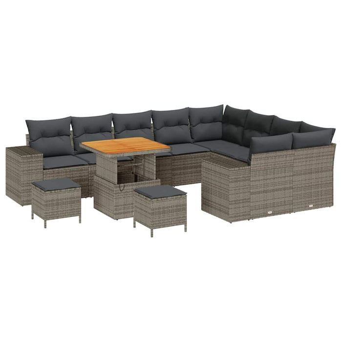 Set de canapele pentru grădină cu pernă 12 pcs Gri poliratan - WALTI WALTI