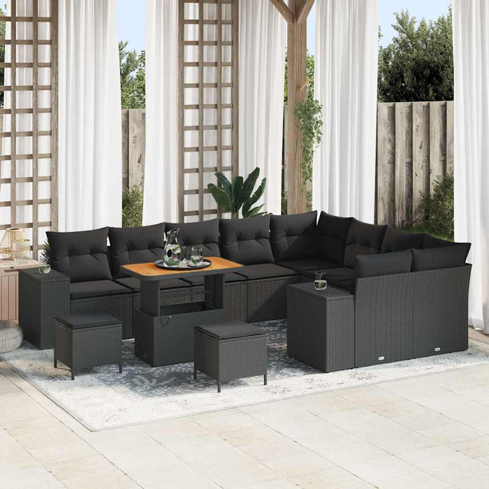 Set de canapele pentru grădină 12 pcs Negru poliratan - WALTI WALTI