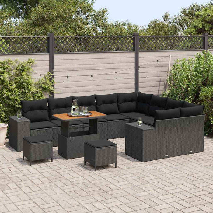 Set de canapele pentru grădină 12 pcs Negru poliratan - WALTI WALTI