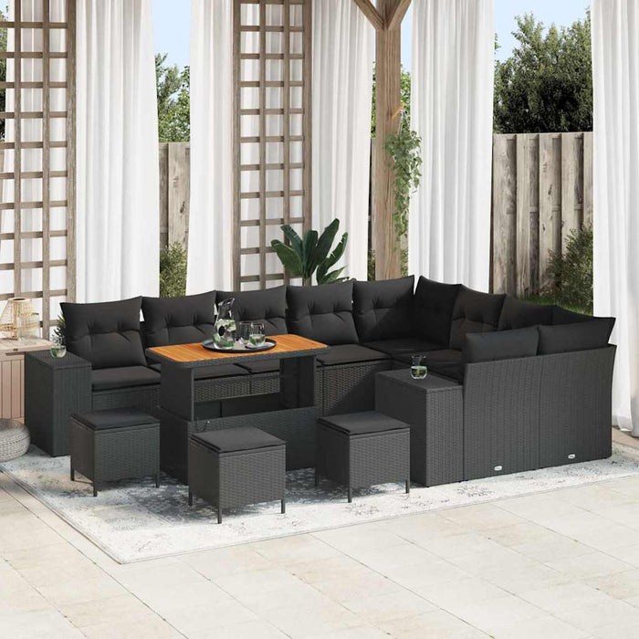 Set de canapele pentru grădină 13 pcs Negru poliratan - WALTI WALTI